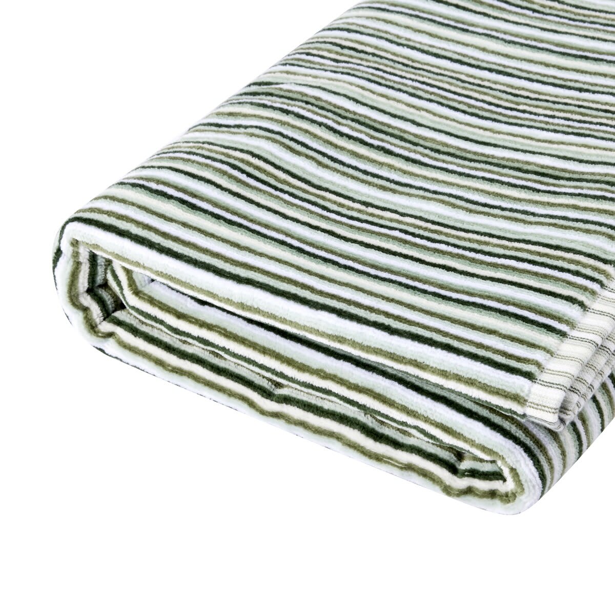 Mini Stripe Cotton Reversible Bath Towel - Green