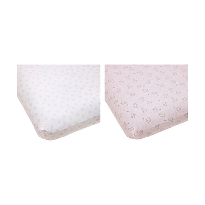 2 Pack Organic Cotton Fitted Cot Sheets - Bunny and Spot