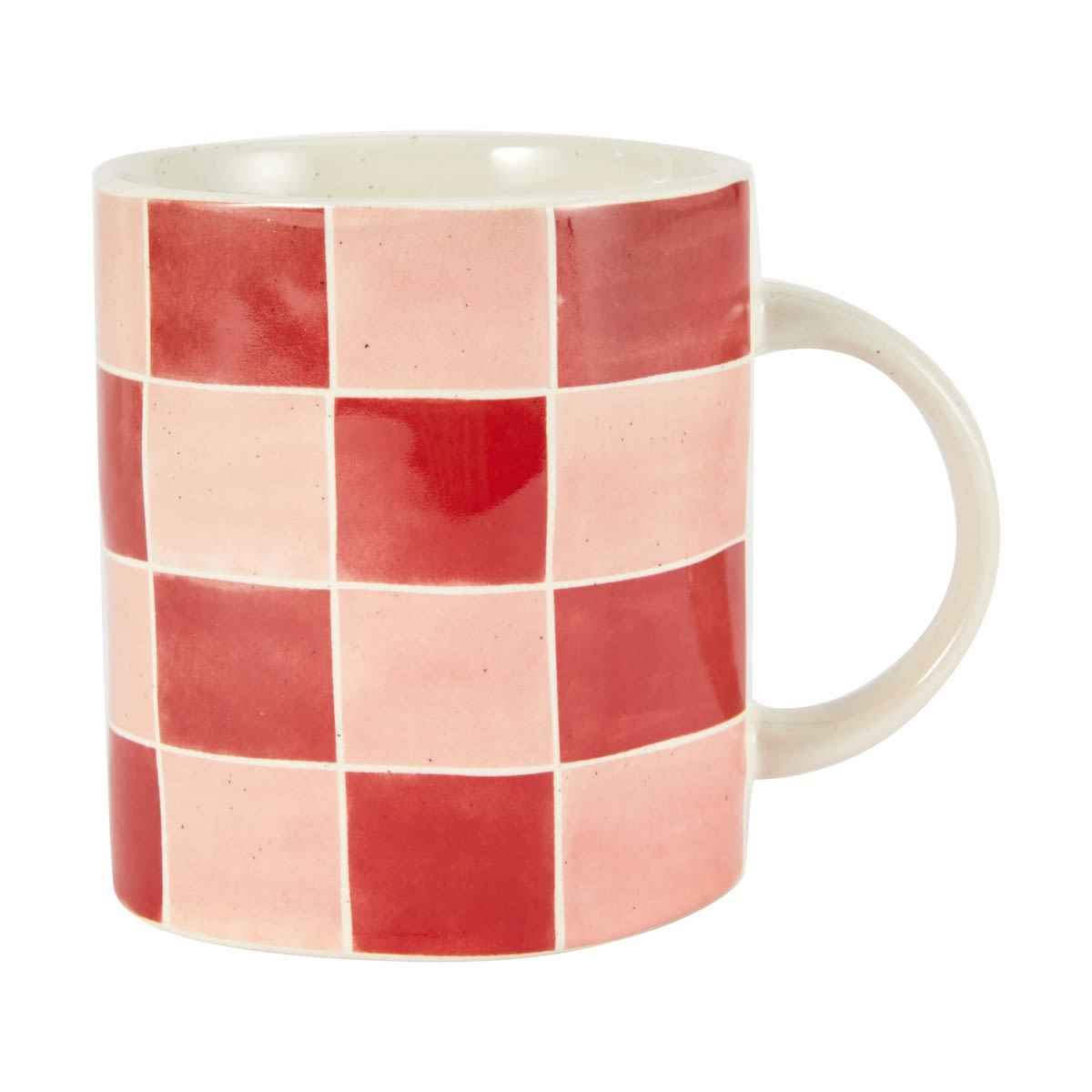 Pink Red Grid Mug