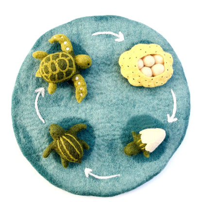 Tara Treasures Felt Life Cycle of Green Sea Turtle Set Pretend & Imaginative Play Toys Felt Animals 3yrs+