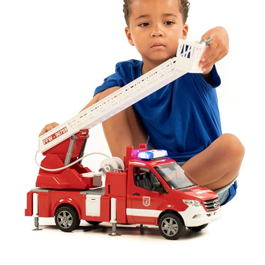 Bruder 1:16 MB G3 Sprinter Fire Engine with Ladder and Water Pump Lights and Sound Toy Car Retired 4yrs+