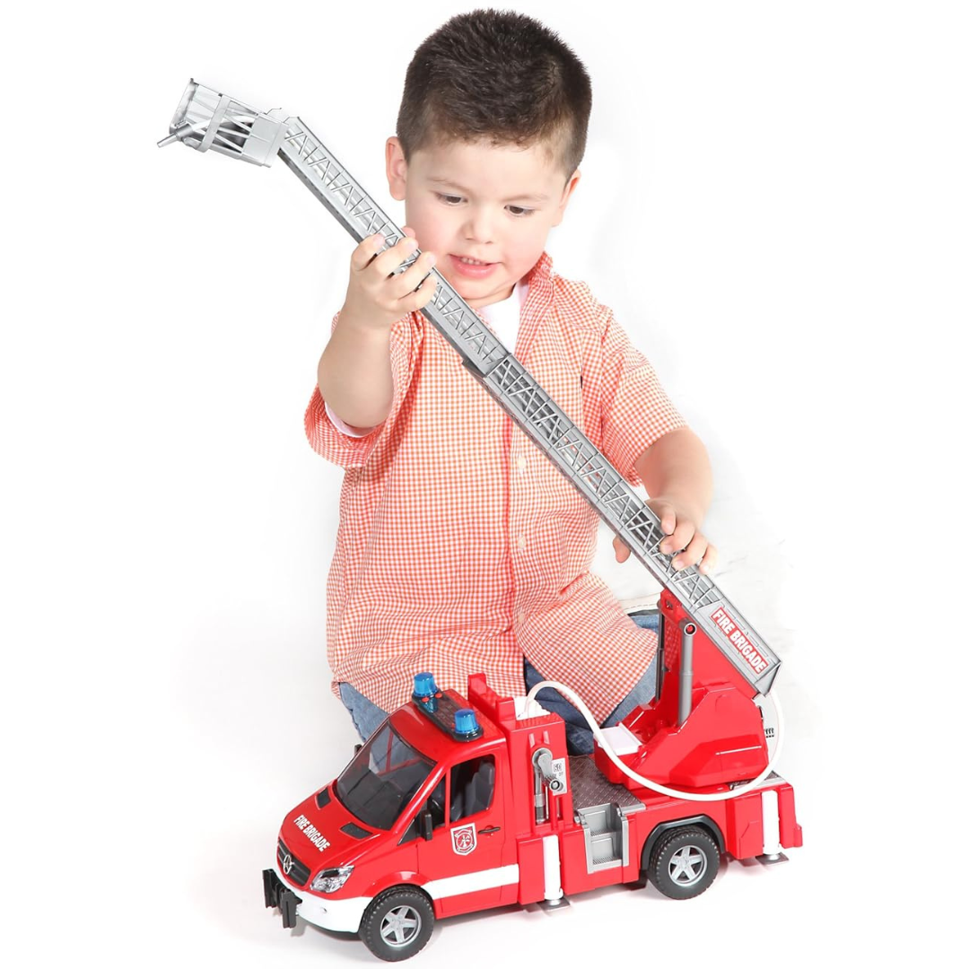 Bruder 1:16 MB G3 Sprinter Fire Engine with Ladder and Water Pump Lights and Sound Toy Car Retired 4yrs+