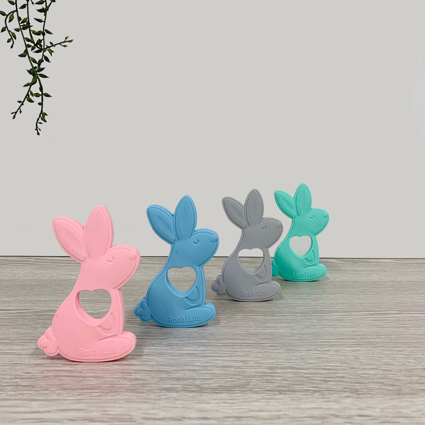 RochiLou Sensory Bunny Teether Color Grey