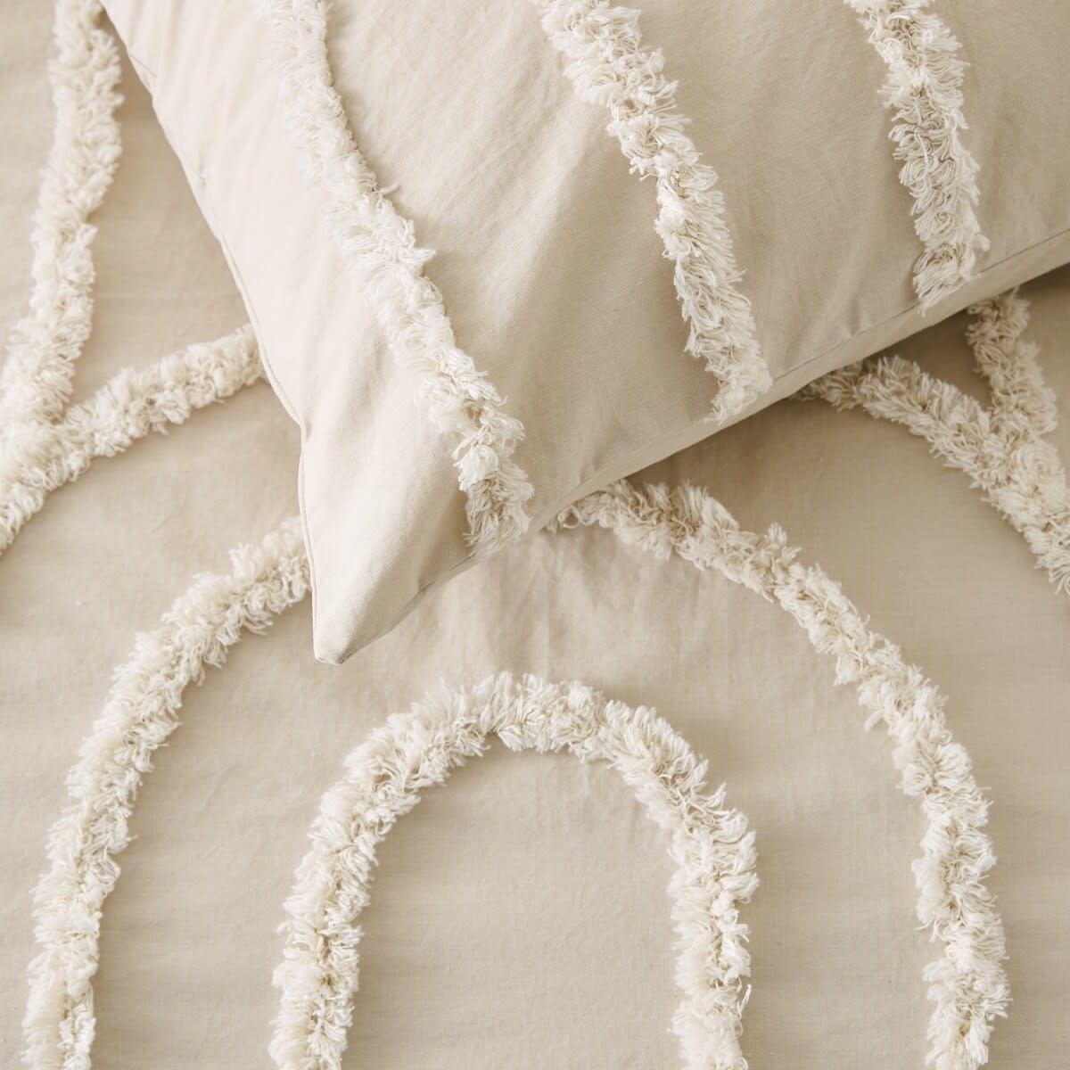 Avery Cotton Quilt Cover Set - Queen Bed, Beige