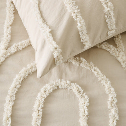 Avery Cotton Quilt Cover Set - Queen Bed, Beige