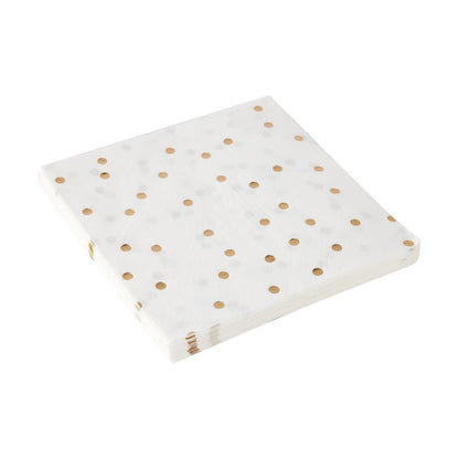 20 Pack Gold Print Polka Dot Napkins