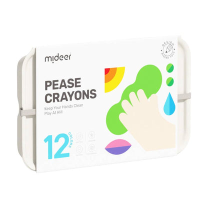 Mideer Washable Peas Beeswax Crayons 12 Colours Stationary Art and craft for kids 3yrs+