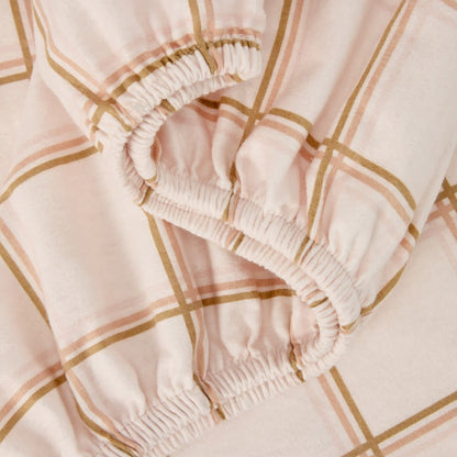 Flannelette Cotton Check Sheet Set - King Bed, Pink