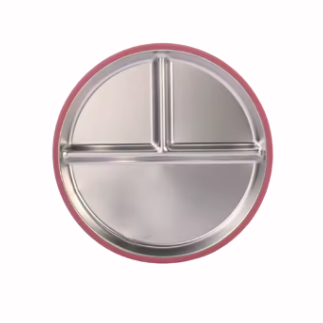 Montessori Mates Kids Stainless Steel Divided Plate with Lid 2 Colours Options Baby Practical Life Materials Baby Gifts Idea 6m+
