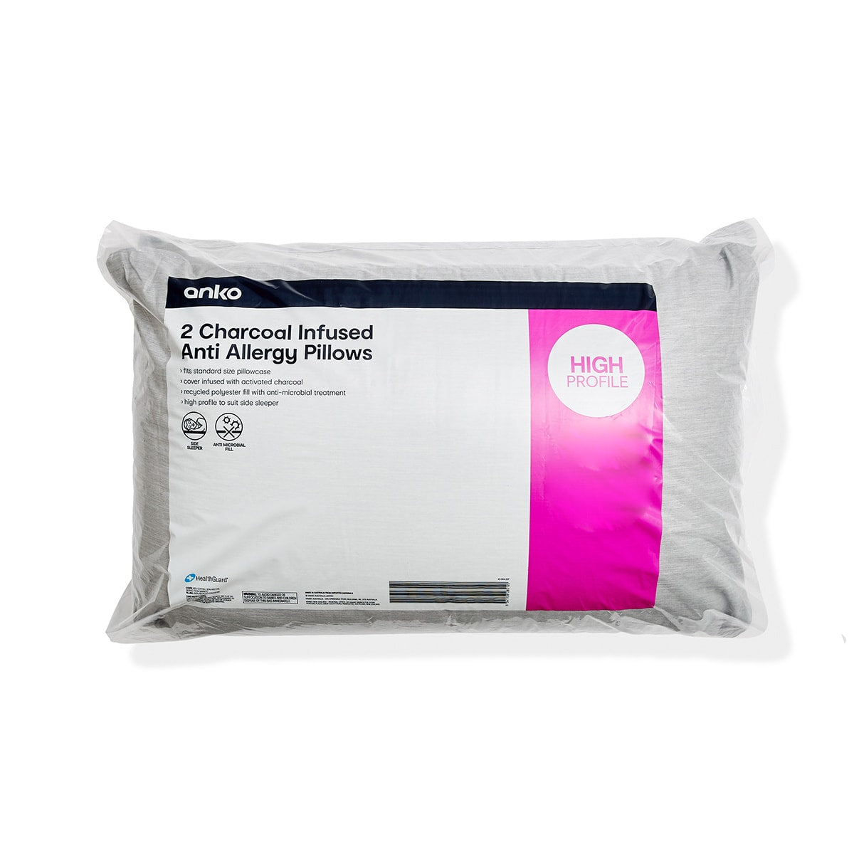 2 Pack Charcoal Infused Anti Allergy Pillows