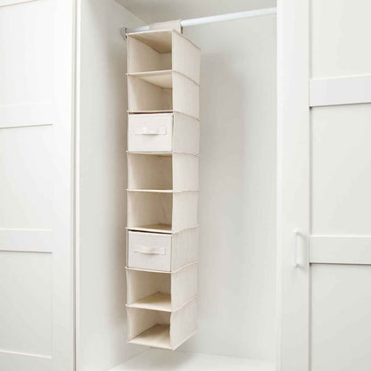 Linen Look Narrow Hanging Shelving with Drawers