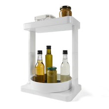 White 2 Tier Turntable Shelf