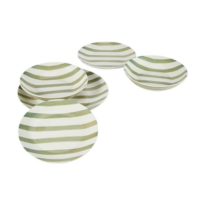 12 Piece Green Stripe Dinner Set