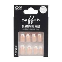 OXX Cosmetics 24 Pack Artificial Nails with Adhesive - Coffin Shape, French Tip