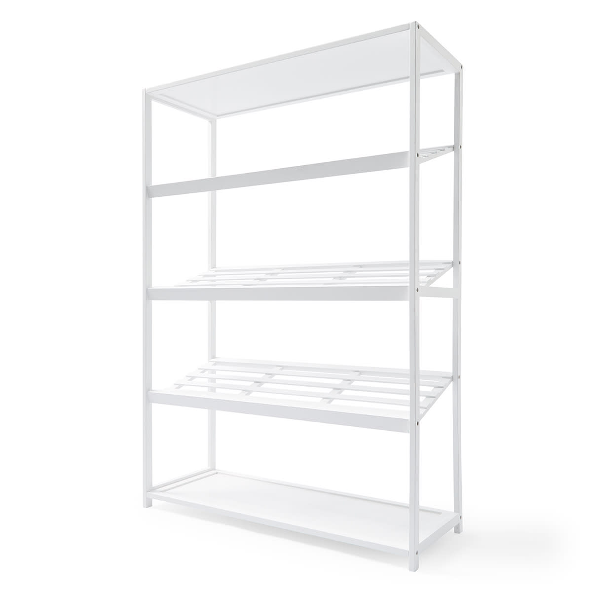 5 Tier White Bamboo Shoe Rack