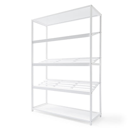 5 Tier White Bamboo Shoe Rack