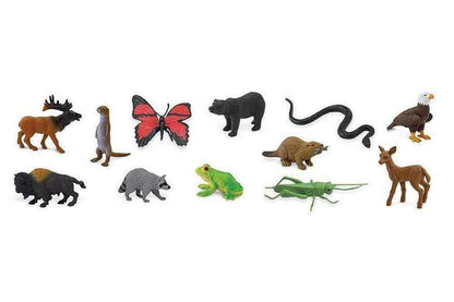 Tube of 12 Woodland Forest Animal Figurines Montessori Language Learning Figurines In the Woods by Safari Ltd Toob Range Clearance 3yrs+
