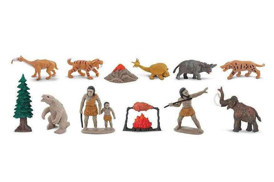 Tube of 12 Prehistoric Life Animal Figurines Montessori Language Learning Figurines by Safari Ltd Toob Range Dinosaur and Dragon Theme 3yrs+