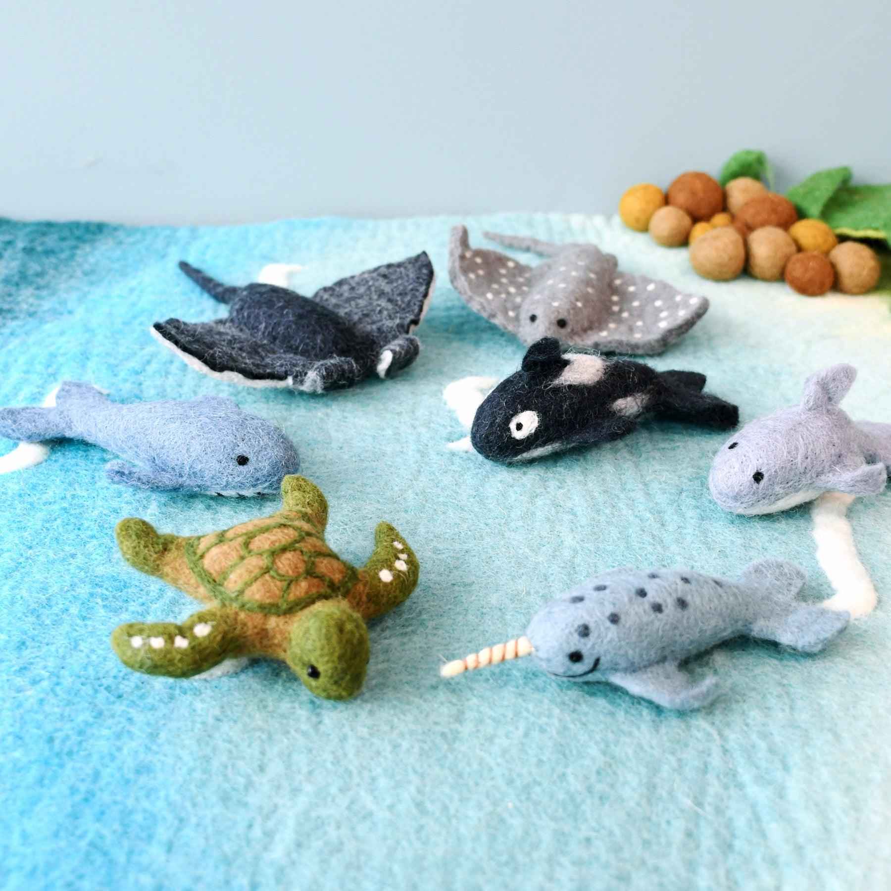 Tara Treasures Felt Sea Creatures Set of 7 Pretend & Imaginative Play Ocean Felt Animals 3yrs+