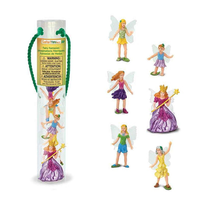 Tube of 6 Fairy Fantasies® Designer Figurine by Safari Ltd Toob Range Fairy Unicorn and Castle Theme 3yrs+