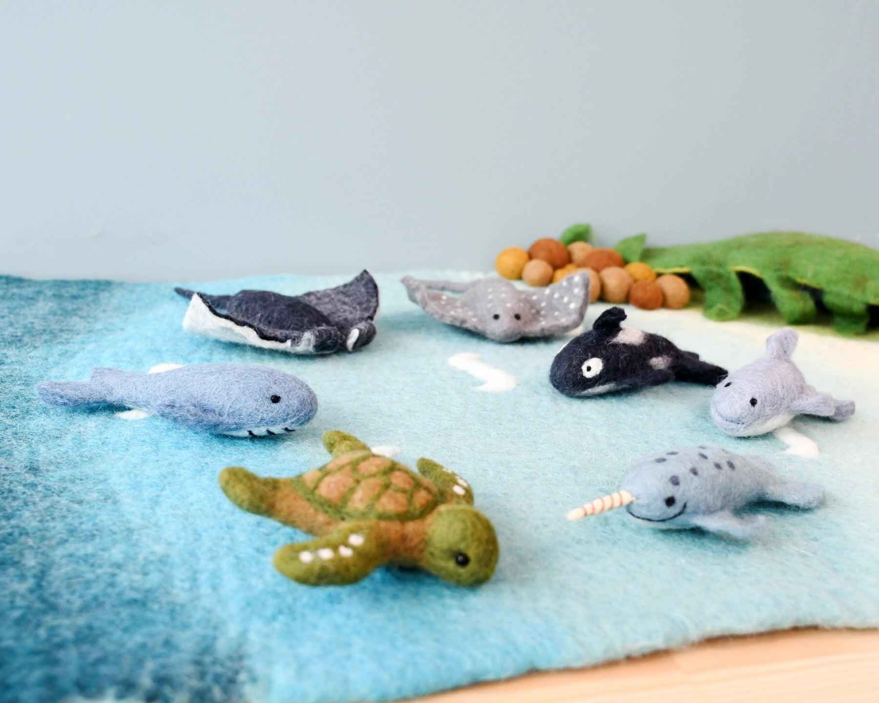 Tara Treasures Felt Sea Creatures Set of 7 Pretend & Imaginative Play Ocean Felt Animals 3yrs+