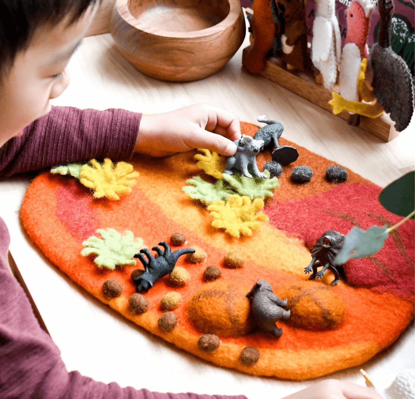 Tara Treasures Small Felt Australian Outback Earth Play Mat Playscape 35cm Australian Animals Pretend & Imaginative Play Toys Best Seller 3yrs+