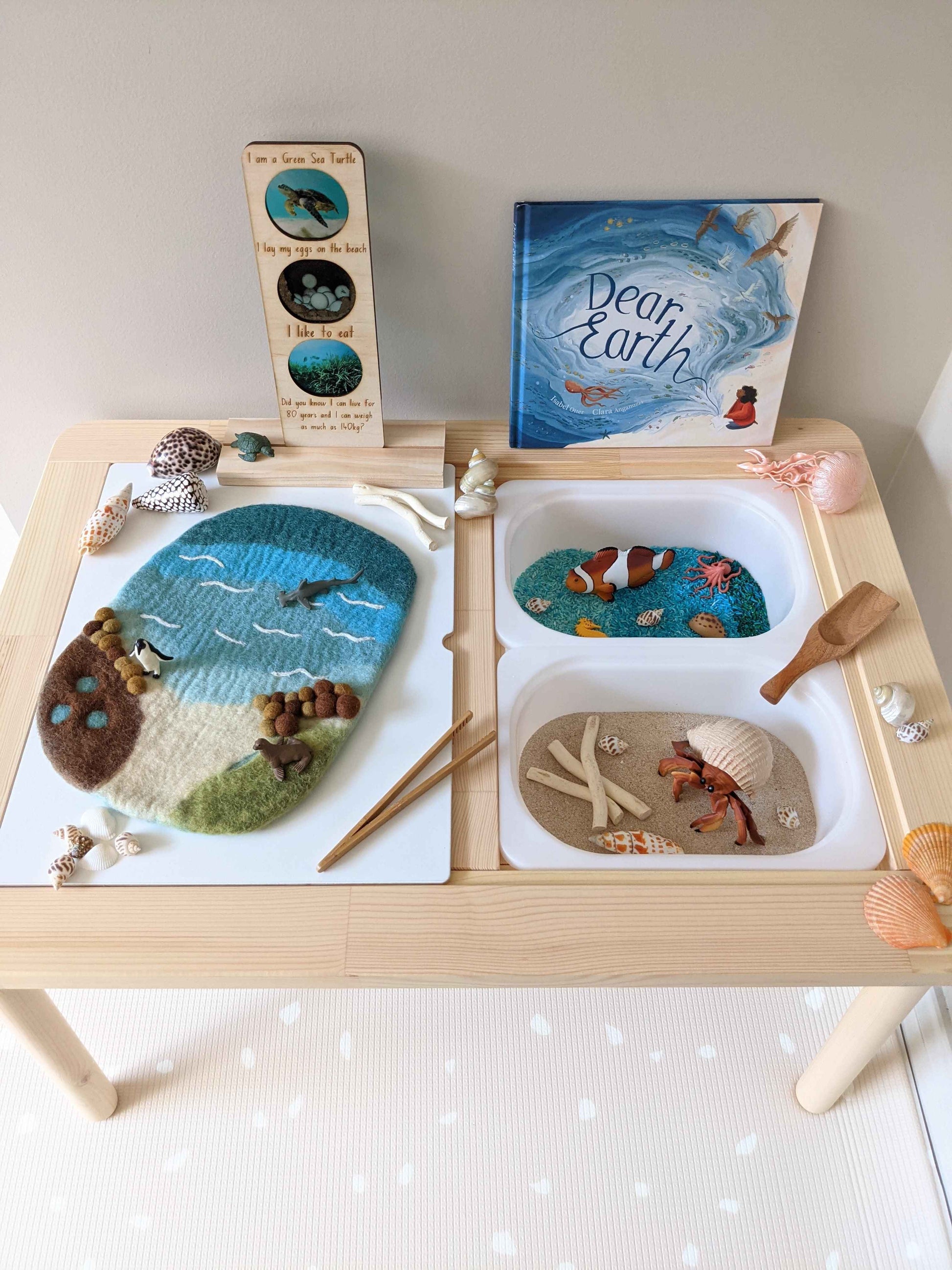 Tara Treasures Small Felt Sea Beach and Rockpool Play Mat Ocean Playscape 35cm Ocean Toys Pretend & Imaginative Play Best Seller 3yrs+