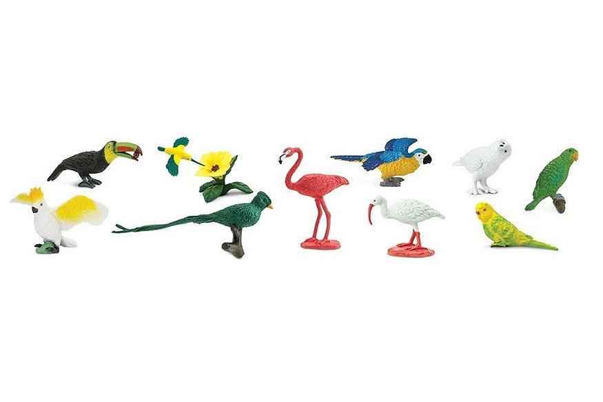Tube of 11 Exotic Birds Montessori Language Learning Figurines by Safari Ltd Toob Range Discontinued 3yrs+