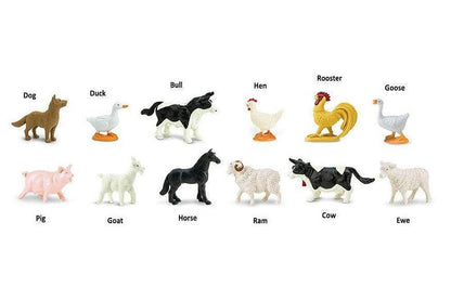 Tube of 12 Farm Animal Figurines Montessori Language Learning Figurines by Safari Ltd Toob Range Best Seller 3yrs+