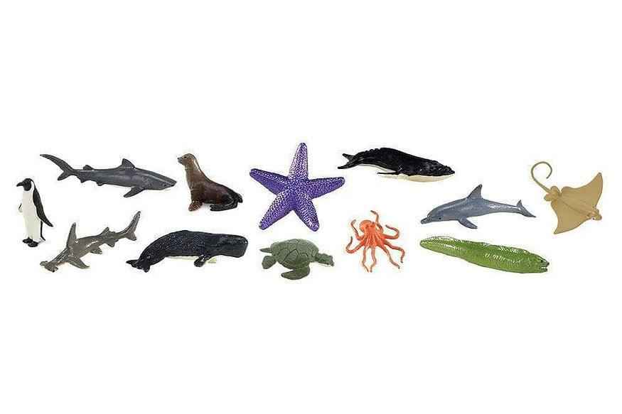 Tube of 12 Ocean Animal Figurines Montessori Language Learning Figurines by Safari Ltd Toob Range 3yrs+