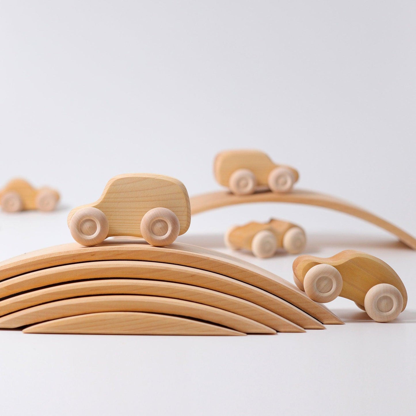 Grimm's Wooden Cars Natural Set of 6 Toy Car Baby Wooden Toy Car Baby Gifts Idea 0m+