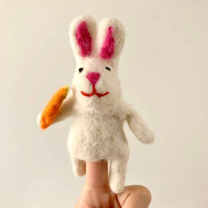 Papoose Felt Bunny Finger Puppets Set of 2 Pretend & Imaginative Play Toys 3yrs+