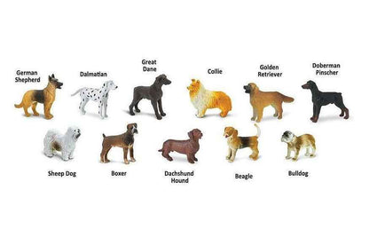 Tube of 11 Dogs Animal Figurines Montessori Language Learning Farm Animals Figurines by Safari Ltd Toob Range Discontinued 3yrs+