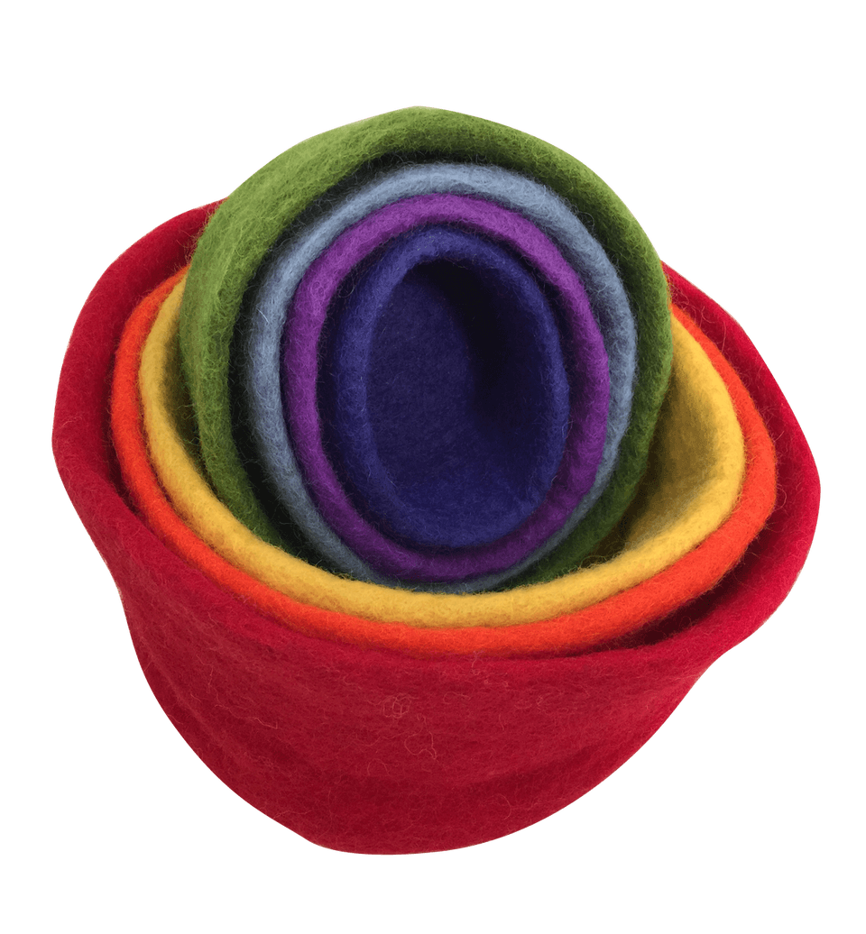 Papoose Felt Rainbow Nested Bowls Set of 7 Pretend and Imaginative Play School Range 3yrs+