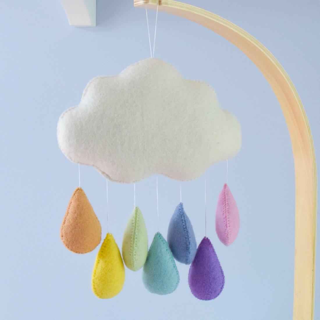 Tara Treasures Large Felt Cloud Baby Nursery Mobile Pastel Raindrops Baby Gifts Idea 0m+