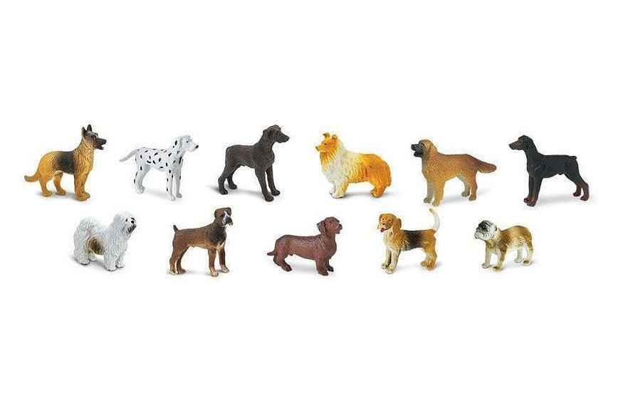 Tube of 11 Dogs Animal Figurines Montessori Language Learning Farm Animals Figurines by Safari Ltd Toob Range Discontinued 3yrs+