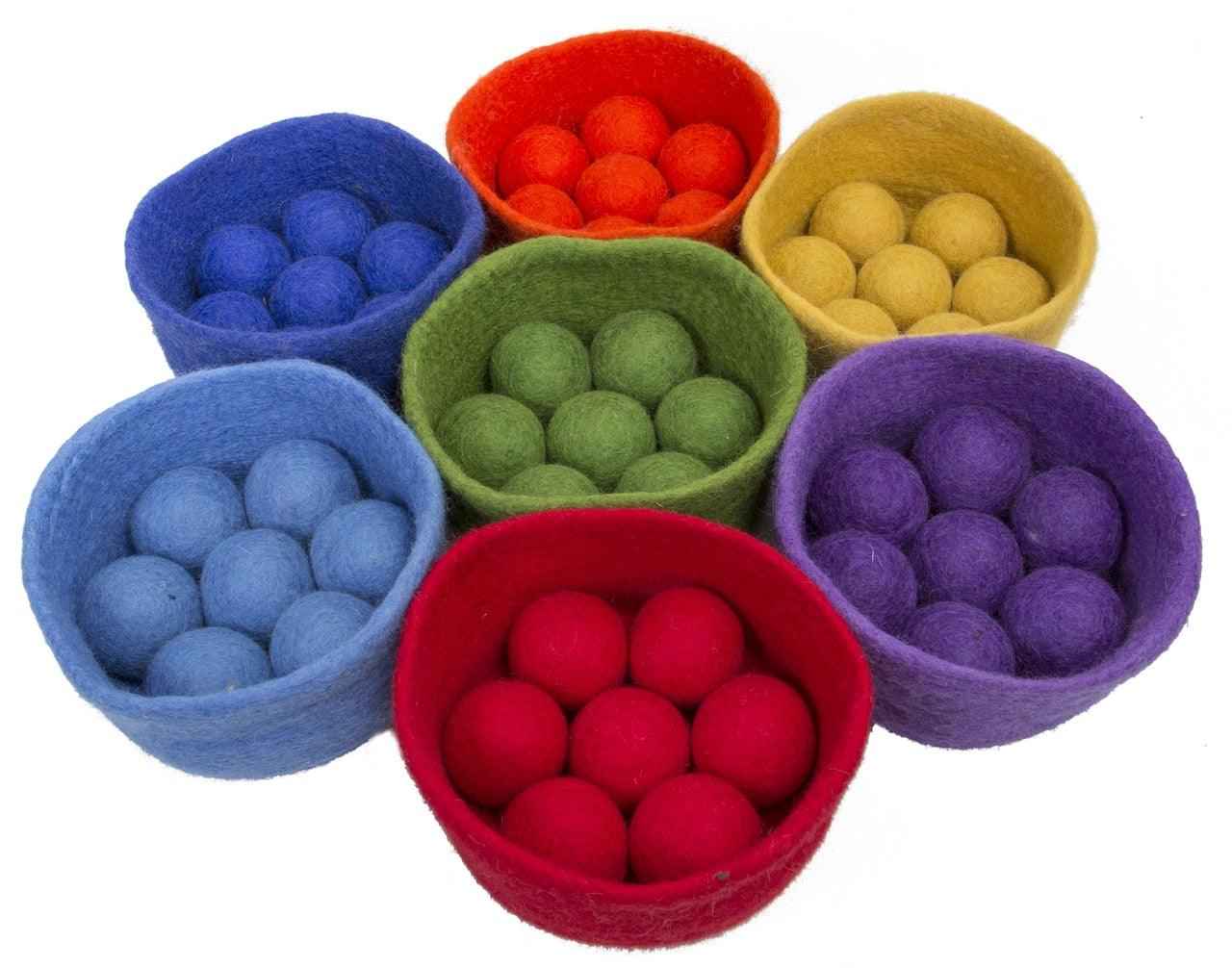 Papoose Felt Rainbow Colour Sorting Felt Ball 56p Set Pretend & Imaginative Play Toys 3yrs+