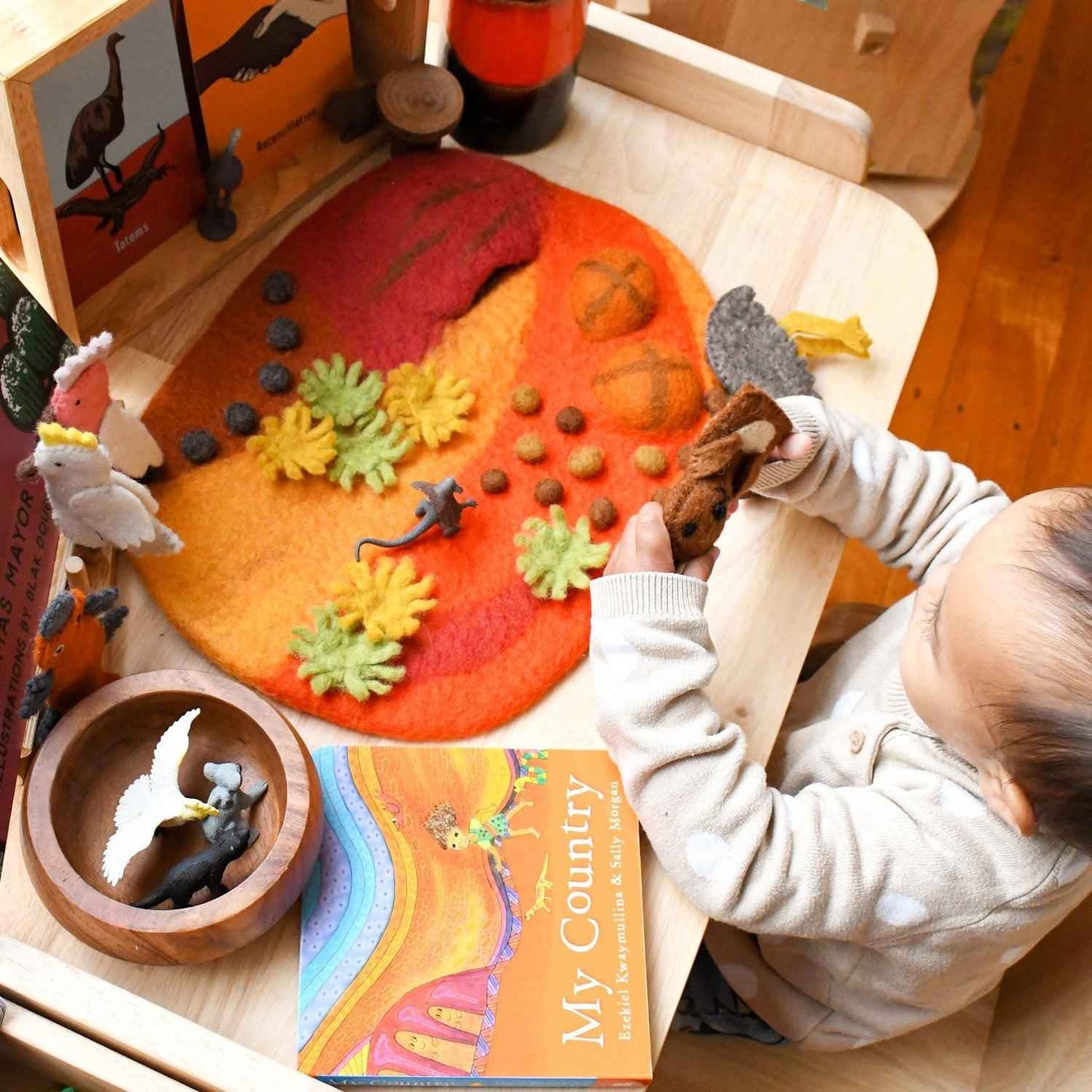 Tara Treasures Small Felt Australian Outback Earth Play Mat Playscape 35cm Australian Animals Pretend & Imaginative Play Toys Best Seller 3yrs+