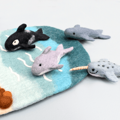 Tara Treasures Felt Ocean Marine Mammals Set of 4 Pretend & Imaginative Play Toys Felt Animals 3yrs+