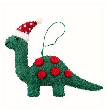 Pashom Christmas Tree Decor - Felt Brachiosaurus with Hat Dinosaur toy Dinosaur and Dragon Theme Christmas Range