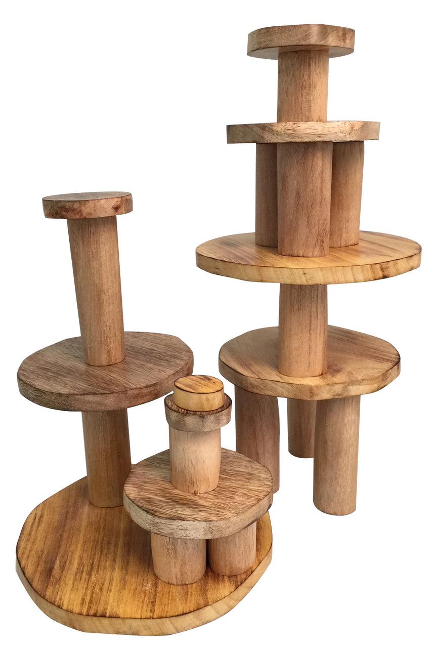 Papoose Wooden Stacking Pyramid 9pcs  Pretend and Imaginative Play School Range 3yrs+