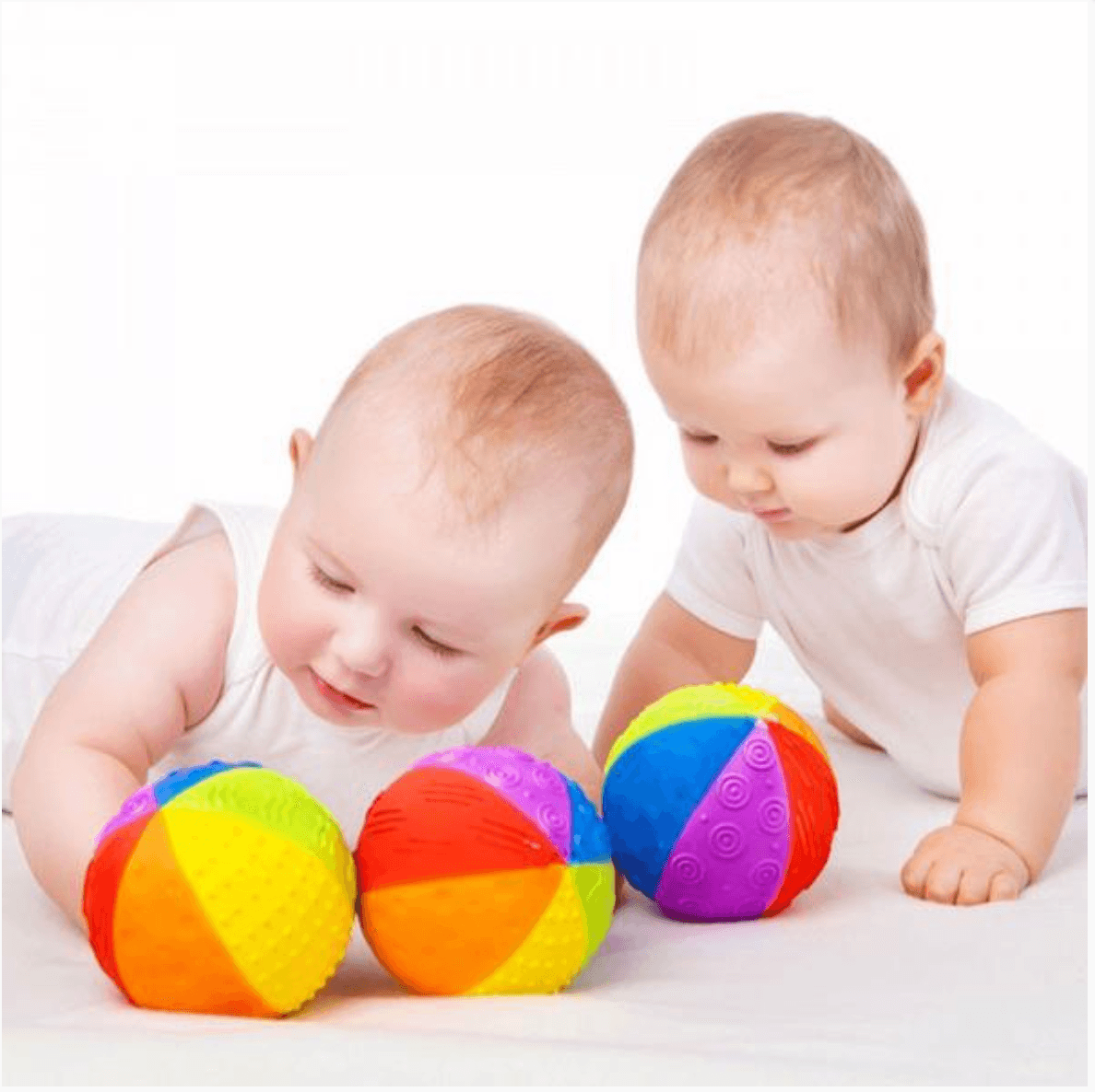 CaaOcho Natural Rubber Rainbow Sensory Ball 10cm Baby Toddler Toys Best Seller 12m+