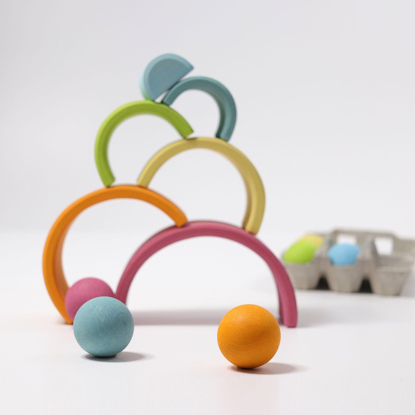 Grimm's Rainbow Medium Pastel Wooden Baby Toddler Toys 12m+
