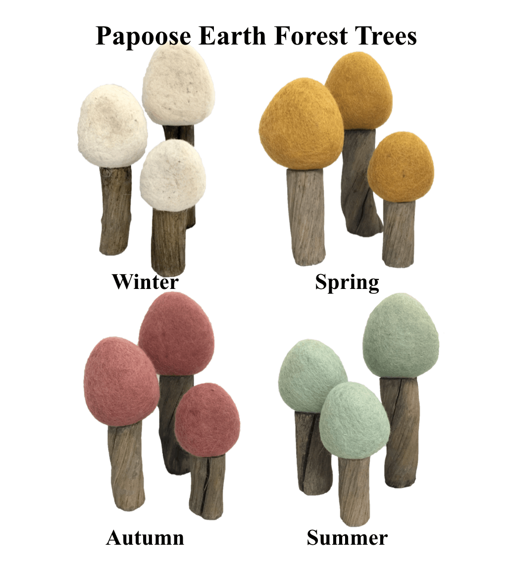 Papoose Felt Autumn Earth Forest Trees Set of 3 Pretend & Imaginative Play Toys 3yrs+