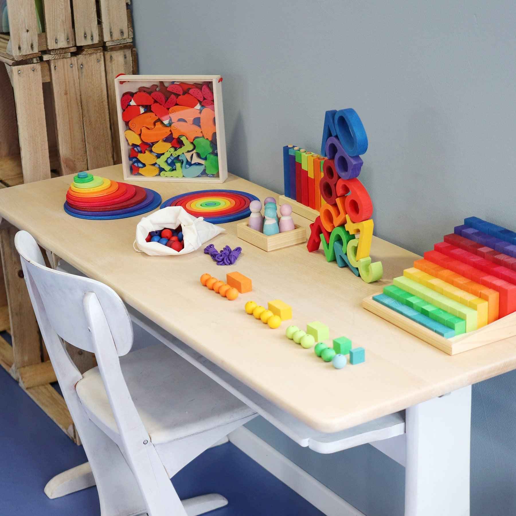 Grimm's Threading Bead Colourful Stair Hand-Eye Coordination Motor Skills Cognitive Early Math Games for Kids 3yrs+