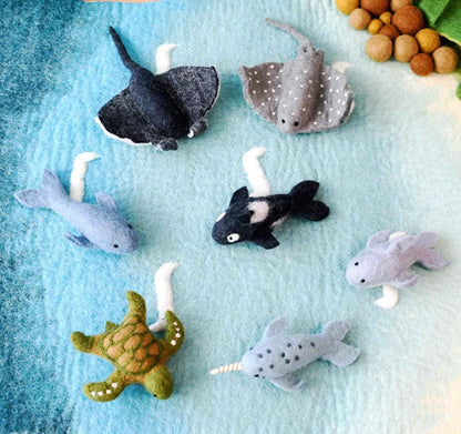 Tara Treasures Felt Sea Creatures Set of 7 Pretend & Imaginative Play Ocean Felt Animals 3yrs+