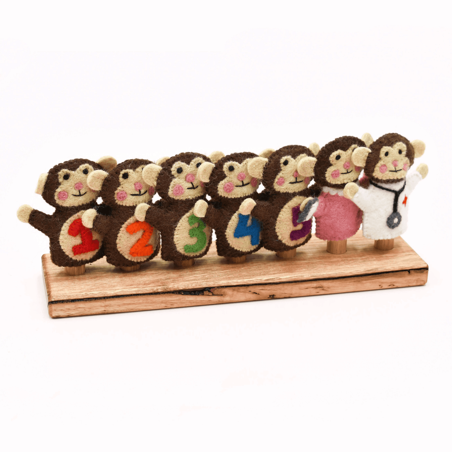 Tara Treasures Felt 5 Little Monkeys Finger Puppet Set of 7 Pretend & Imaginative Play Toys Best Seller 3yrs+