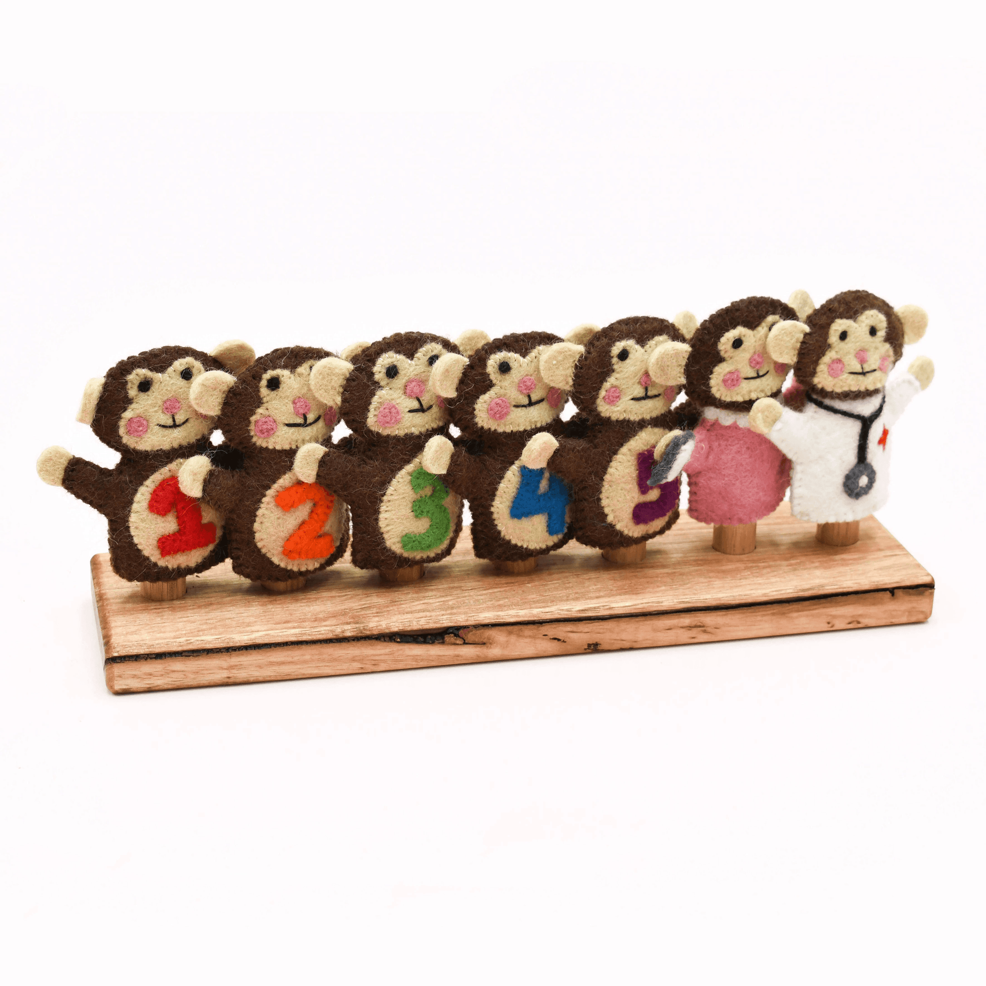 Tara Treasures Felt 5 Little Monkeys Finger Puppet Set of 7 Pretend & Imaginative Play Toys Best Seller 3yrs+
