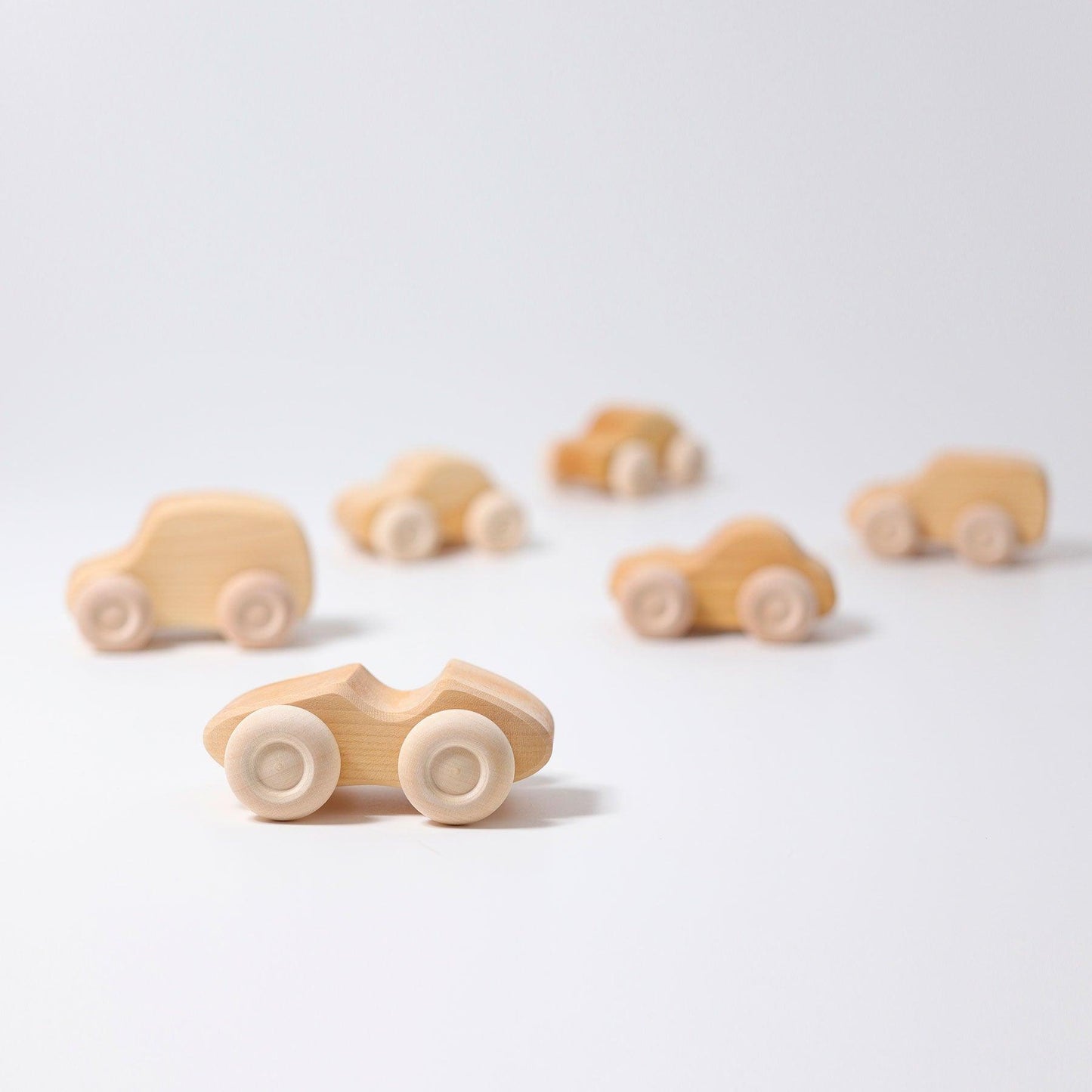 Grimm's Wooden Cars Natural Set of 6 Toy Car Baby Wooden Toy Car Baby Gifts Idea 0m+