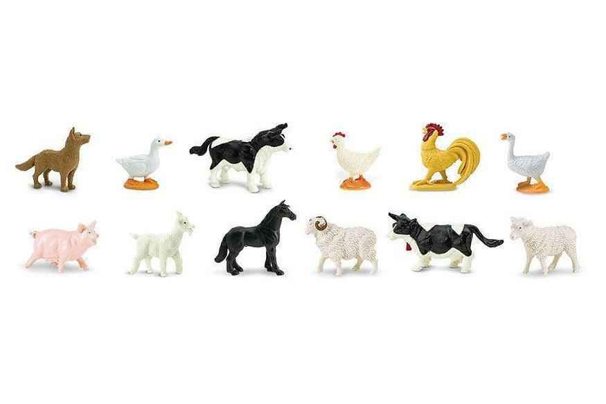 Tube of 12 Farm Animal Figurines Montessori Language Learning Figurines by Safari Ltd Toob Range Best Seller 3yrs+